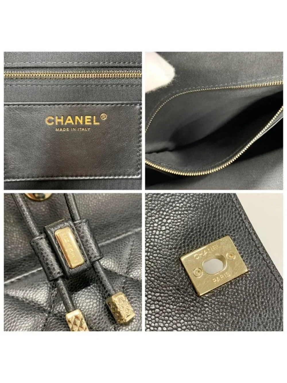 Chanel Quilted Caviar Leather Chain Backpack
